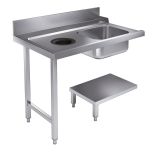 Pass Through Dishwasher Entry Table 1200mm With Sink & Waste Hole - Left