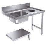 Pass Through Dishwasher Entry Table 1200mm With Sink & Waste Hole - Right Hand Drain