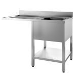 Undercounter Dishwasher Sink - Flat Packed With Single Bowl & Left Hand Drainer 1200 x 700 x 850mm